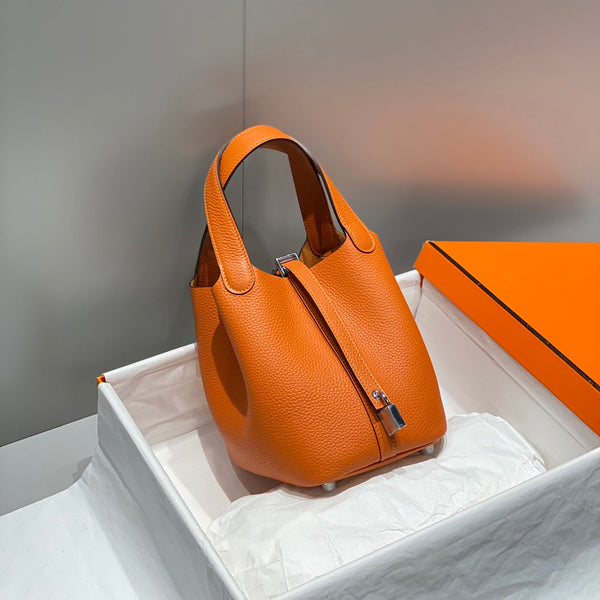 picotin lock dark orange togo leather gold hardware