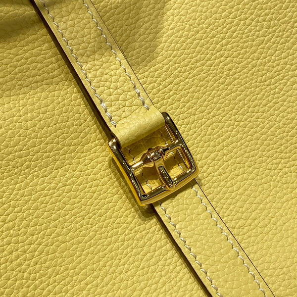 HALZAN 25 HANDLE BAG IN BUMBLEBEE YELLOW GRAINED CALFSKIN