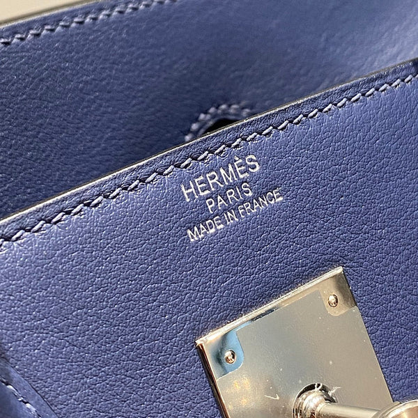 HM Shoulder Birkin 29cm Deep Blue Swift Leather Silver Hardware