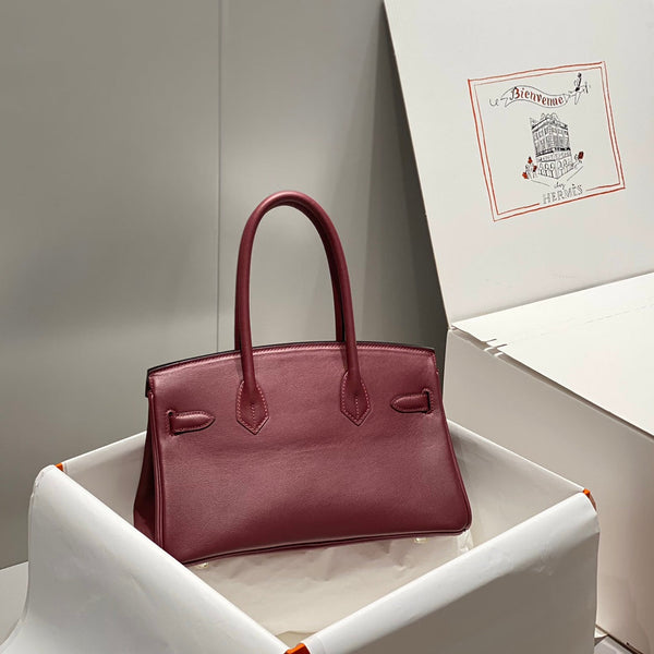 HM Shoulder Birkin 29cm Burgundy Swift Leather Silver Hardware