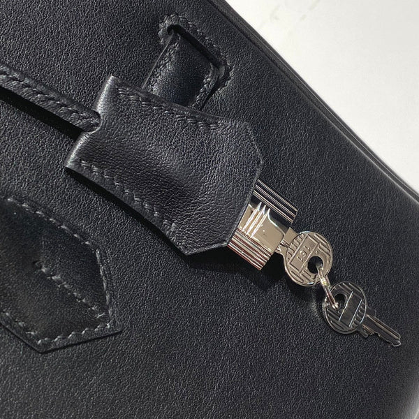 HM Shoulder Birkin 29cm Black Swift Leather Silver Hardware