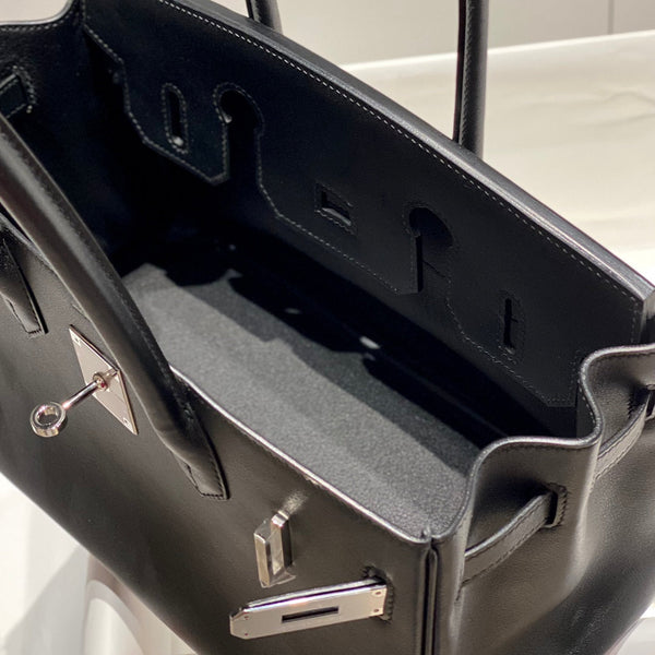 HM Shoulder Birkin 29cm Black Swift Leather Silver Hardware