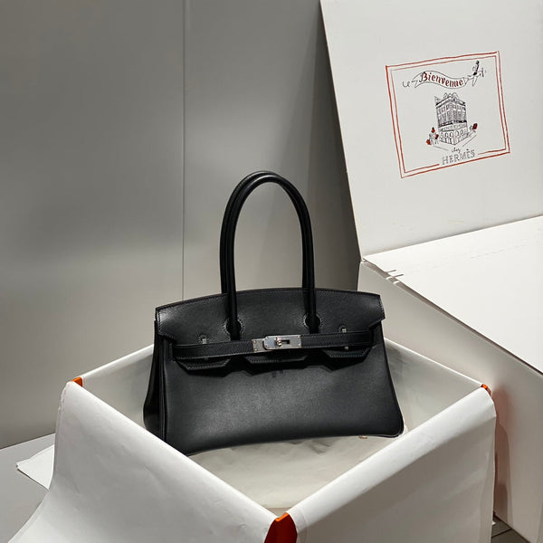 Borsa a spalla HM Birkin 29 in pelle marrone nera 224530
