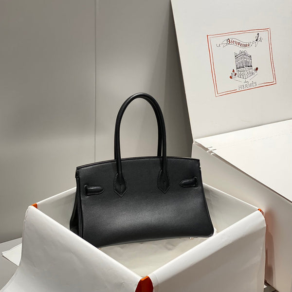 HM Shoulder Birkin 29cm Black Swift Leather Silver Hardware