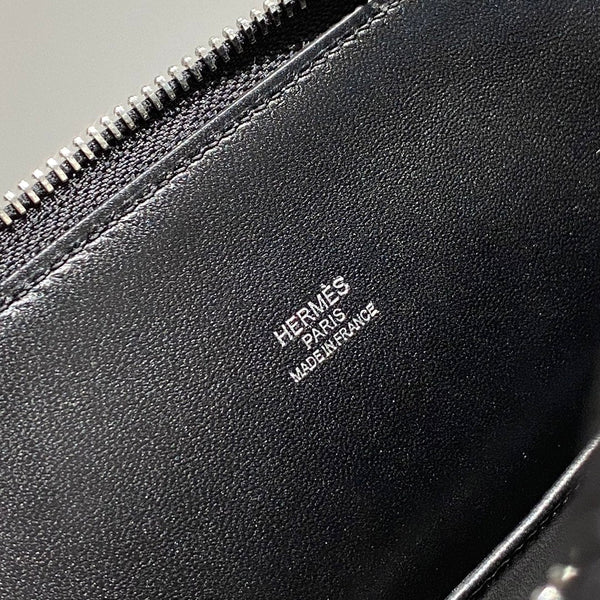 HM Bolide 25 Pelle Epsom nera Hardware argento 237384