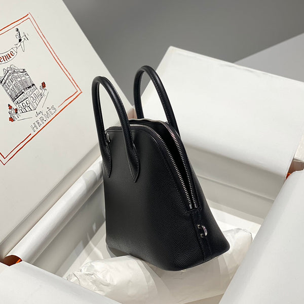 HM Bolide 25 Pelle Epsom nera Hardware argento 237384