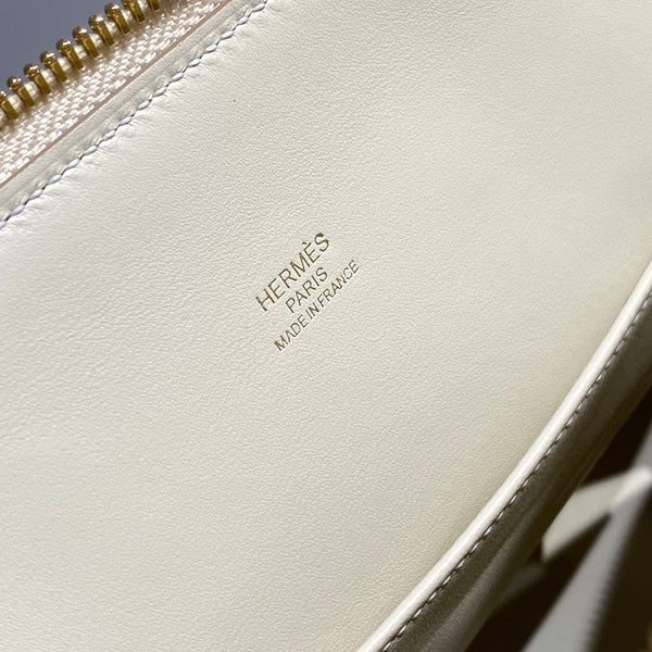 HM Bolide 25 Pelle Epsom bianca Hardware dorato 237407