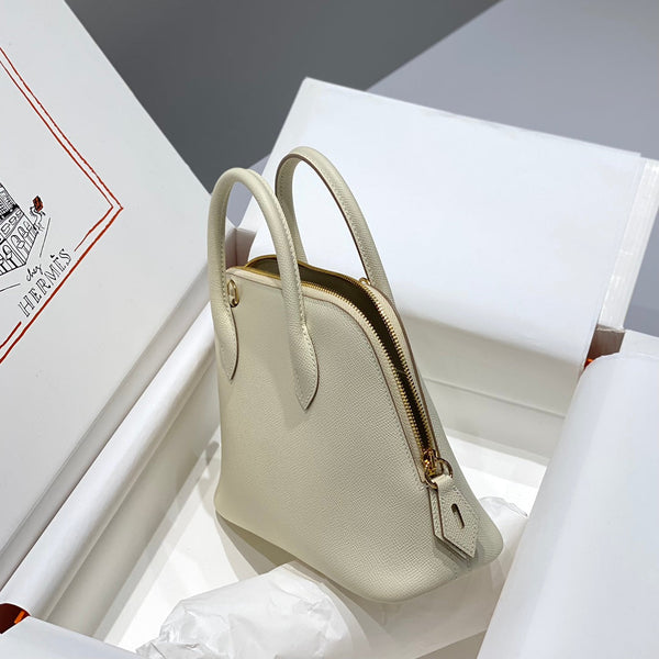 HM Bolide 25 Pelle Epsom bianca Hardware dorato 237407