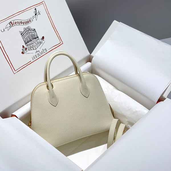 HM Bolide 25 Pelle Epsom bianca Hardware dorato 237407