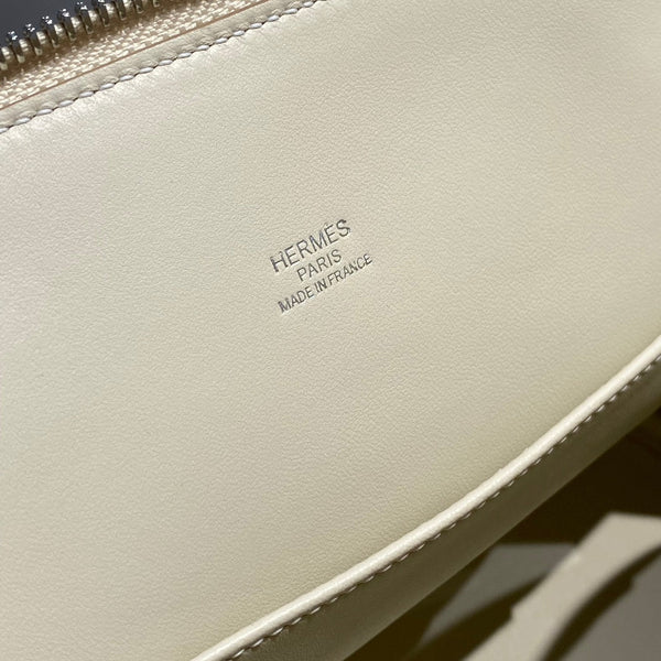 HM Bolide 25 Pelle Epsom bianca Hardware argento 237413