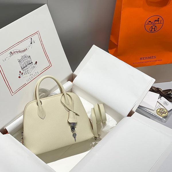 HM Bolide 25 Pelle Epsom bianca Hardware argento 237413