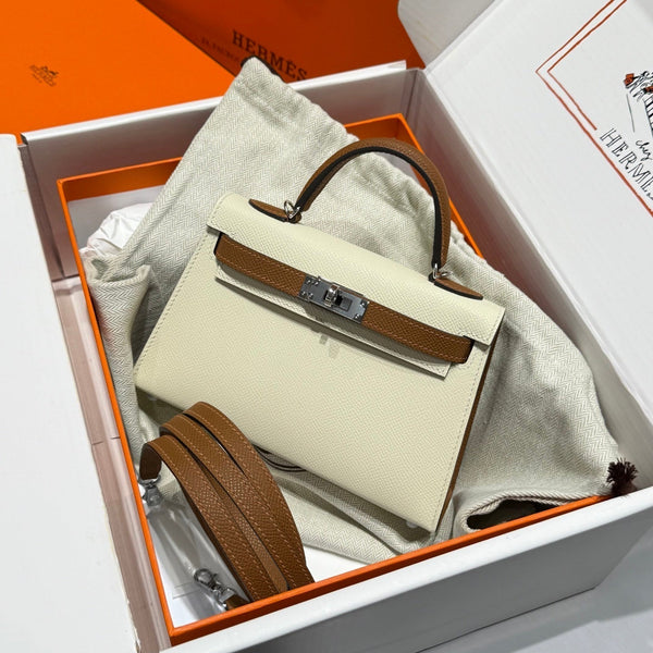 HM Mini Kelly 19 Beige mix Cioccolato Epsom 243112