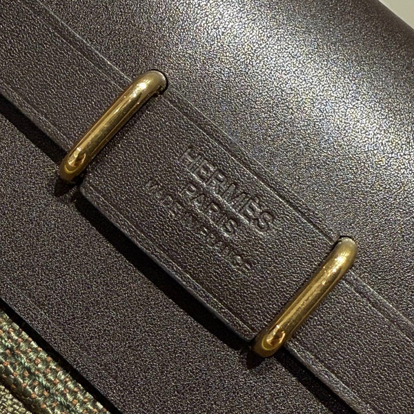 HM Mini Herbag Gold Buckle 20 Army Green Canvas and Hunter Cowhide 243360