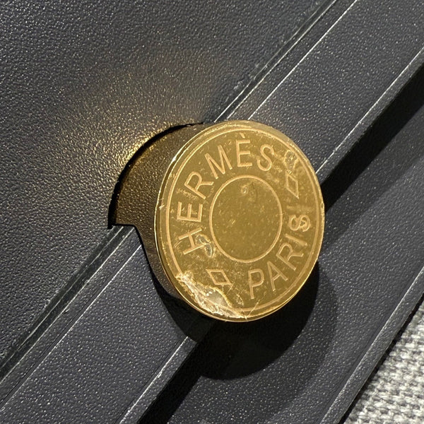 HM Mini Herbag Gold Buckle 20 Gray Canvas and Hunter Cowhide 243270