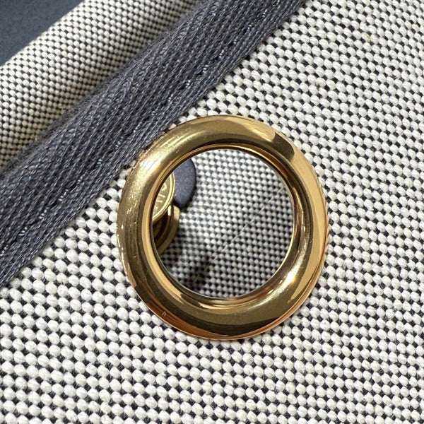 HM Mini Herbag Gold Buckle 20 Beige Grey Canvas and Hunter Cowhide 243285