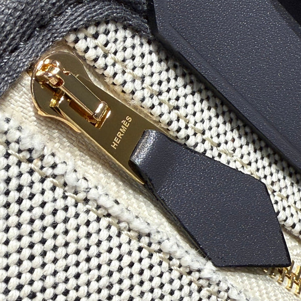 HM Mini Herbag Gold Buckle 20 Beige Grey Canvas and Hunter Cowhide 243285