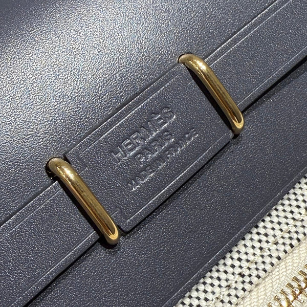 HM Mini Herbag Gold Buckle 20 Beige Grey Canvas and Hunter Cowhide 243285