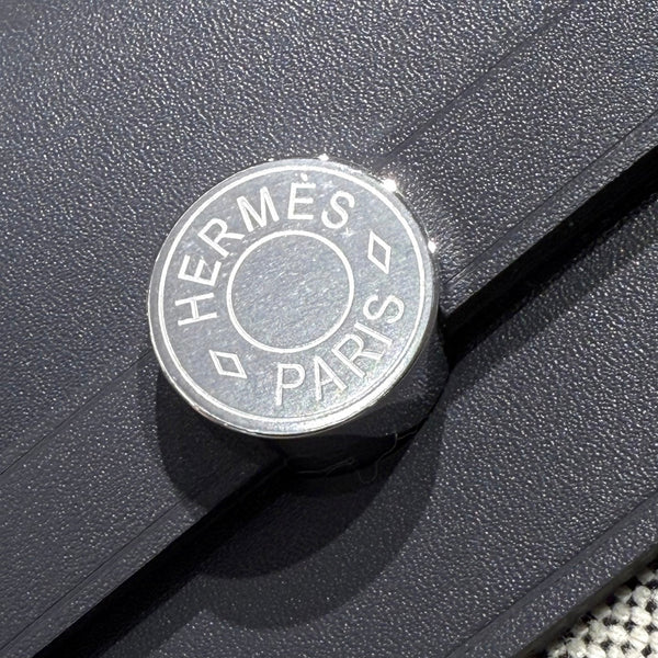 HM Mini Herbag Silver Buckle 20 Beige Grey Canvas and Hunter Cowhide 243290