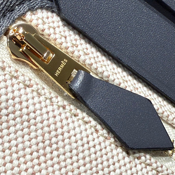 HM Mini Herbag Gold Buckle 20 Cream Canvas and Hunter Cowhide 243275