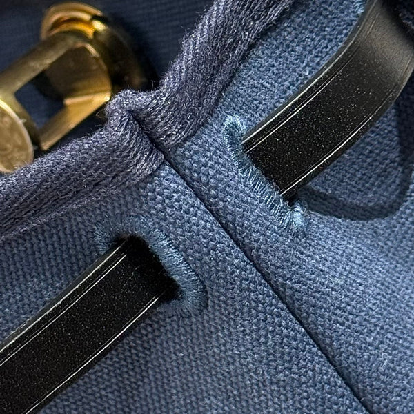 HM Mini Herbag Gold Buckle 20 Navy Blue Canvas and Hunter Cowhide 243255