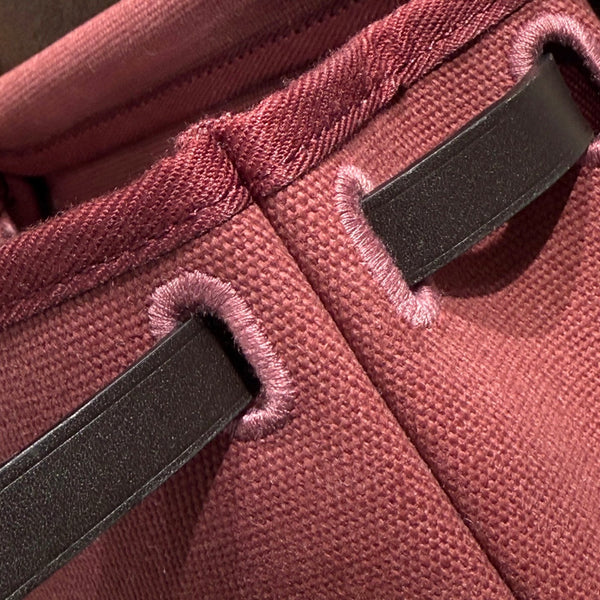 HM Mini Herbag Silver Buckle 20 Burgundy Canvas and Hunter Cowhide 243250