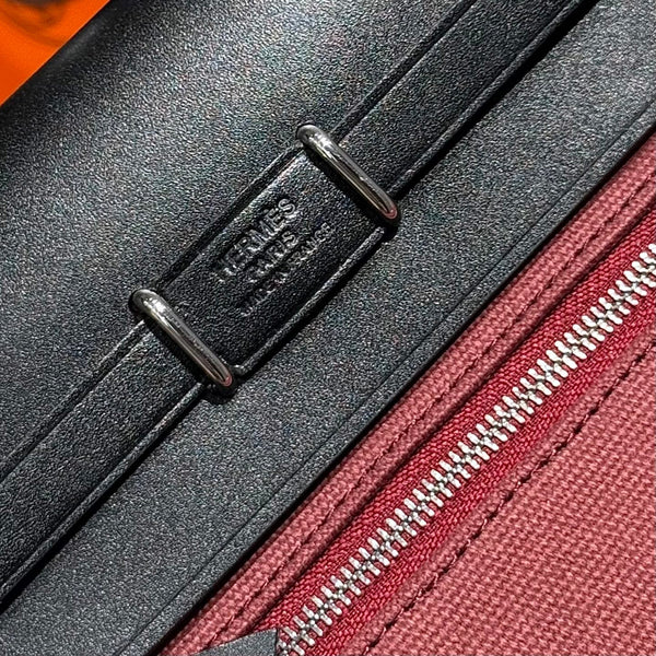 HM Mini Herbag Silver Buckle 20 Burgundy Canvas and Hunter Cowhide 243370