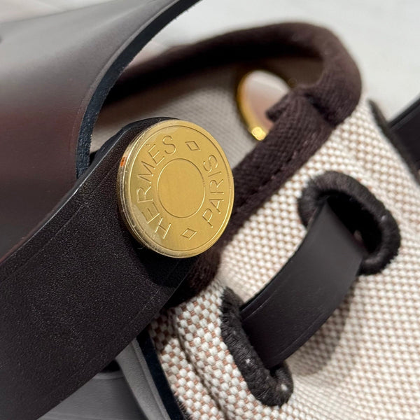 HM Mini Herbag Gold Buckle 20 Beige Canvas and Hunter Cowhide 243236