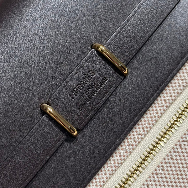 HM Mini Herbag Gold Buckle 20 Beige Canvas and Hunter Cowhide 243236