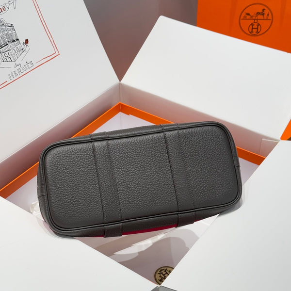 Borsa HM Garden Party 30cm Etoupe Clemence Togo Red Canvas