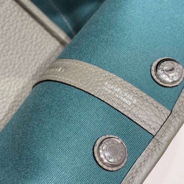 Borsa HM Garden Party da 30 cm Tela Vert Amande Togo Beige