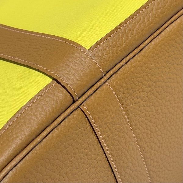 HM Garden Party 30cm Bag Brown Togo Yellow Canvas