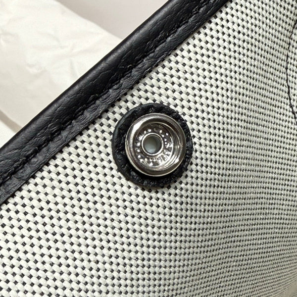 HM Garden Party 30cm Bag Black Togo Grey Canvas