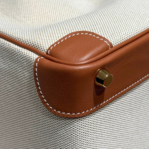 HM Birkin 30 Gold Swift Leather Grey Canvas Gold Hardware