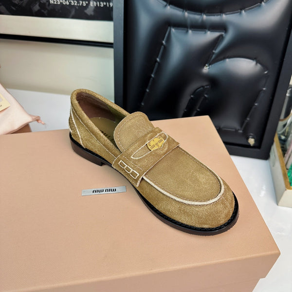 Miu Loafers Cinnamon Brown Suede