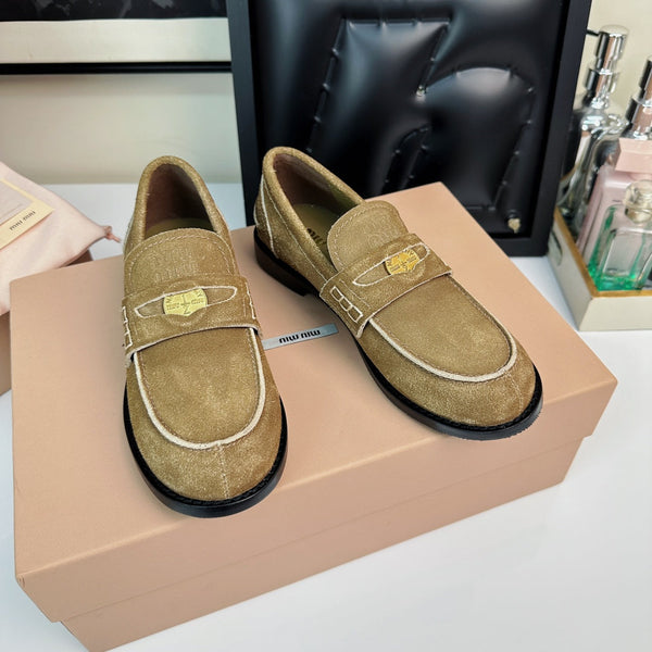 Miu Loafers Cinnamon Brown Suede