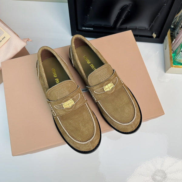 Miu Loafers Cinnamon Brown Suede
