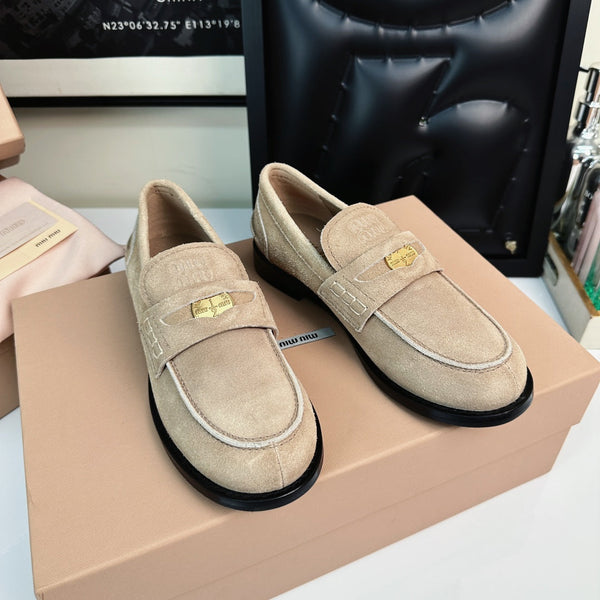 Miu Loafers Light Brown Suede