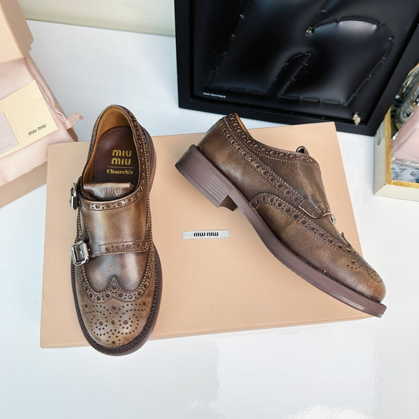 Church's X Miu Loafers Matte Brown Calfskin
