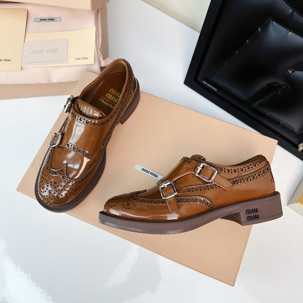 Church's X Miu Loafers Brown Yellow Shiny Calfskin