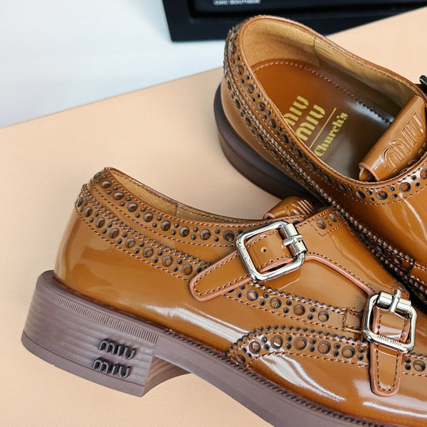 Church's X Miu Loafers Brown Yellow Shiny Calfskin