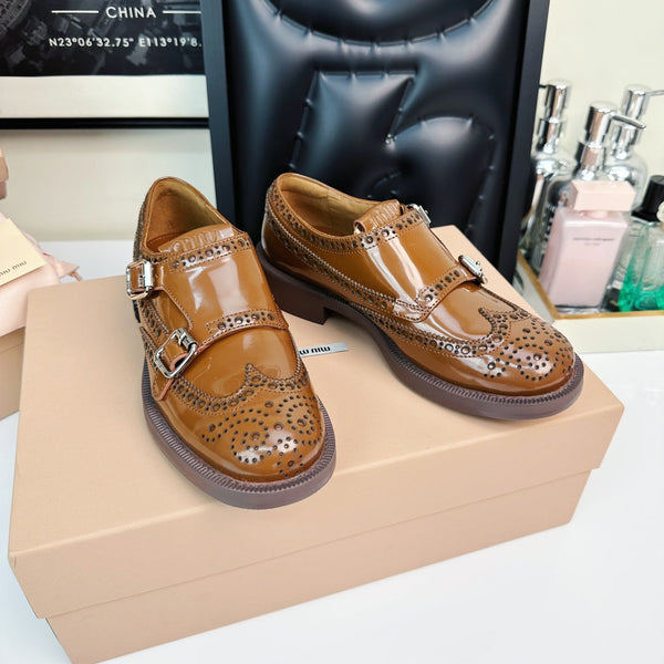 Church's X Miu Loafers Brown Yellow Shiny Calfskin