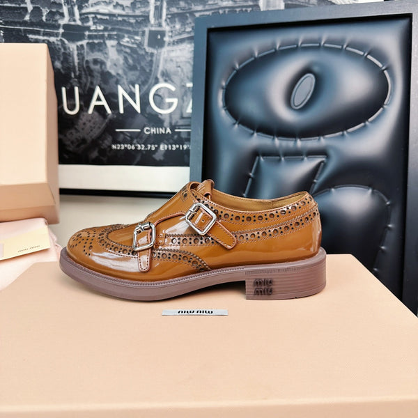 Church's X Miu Loafers Brown Yellow Shiny Calfskin