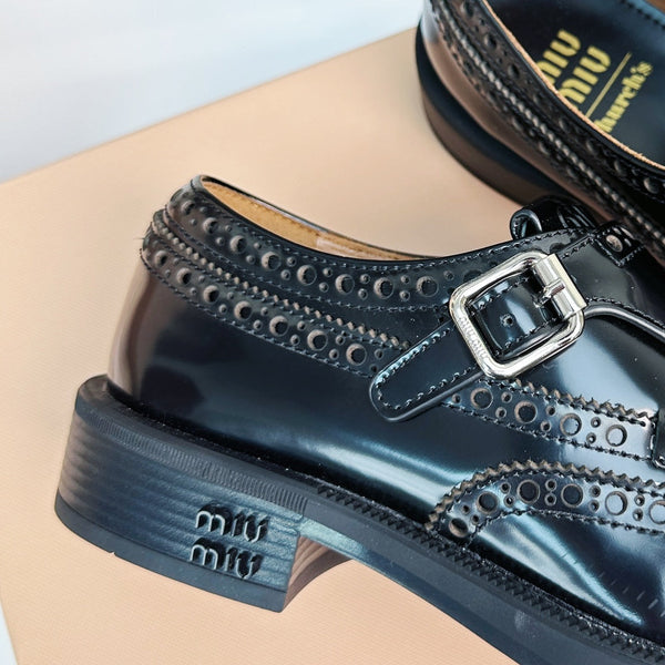 Church's X Miu Loafers Black Shiny Calfskin
