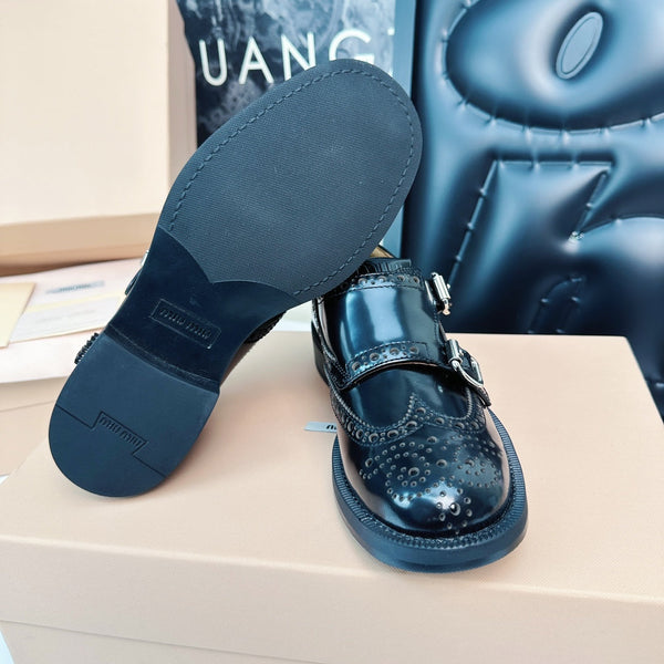 Church's X Miu Loafers Black Shiny Calfskin