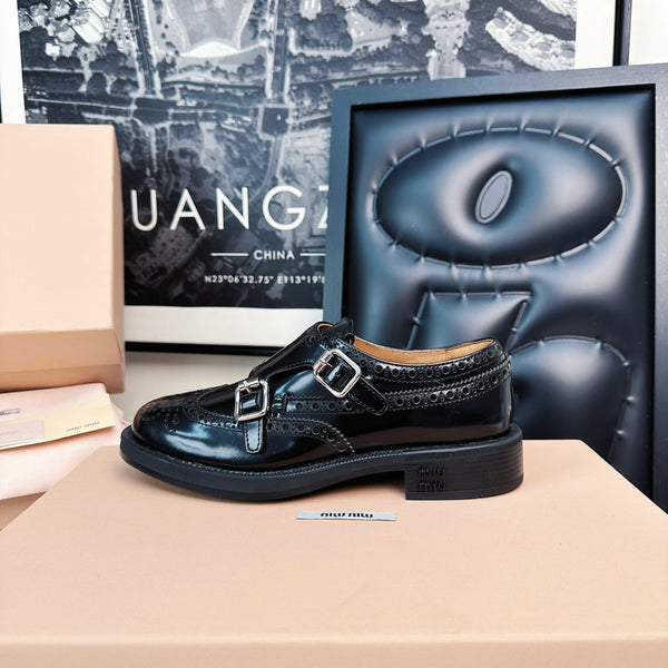 Church's X Miu Loafers Black Shiny Calfskin