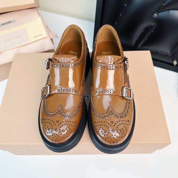 Church's X Miu Loafers Classic Brown Yellow Calfskin