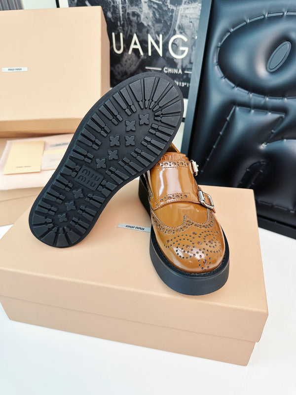 Church's X Miu Loafers Classic Brown Yellow Calfskin