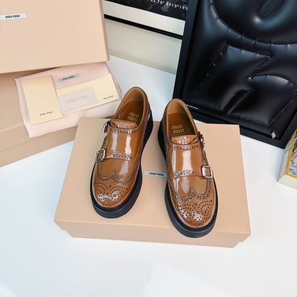 Church's X Miu Loafers Classic Brown Yellow Calfskin
