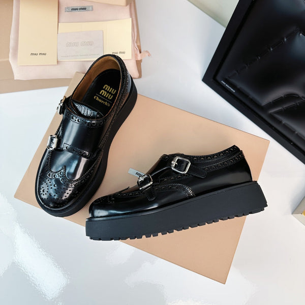 Church's X Miu Loafers Classic Black Calfskin