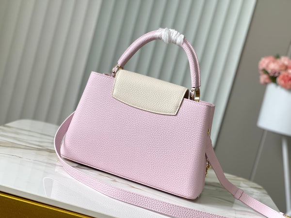 capucines mm 31.5 pink taurillon leather gold hardware